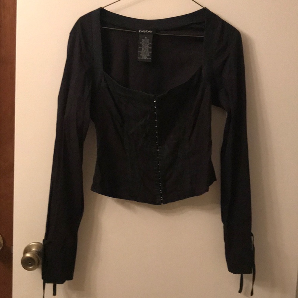 Bebe corset long sleeve top sz M
